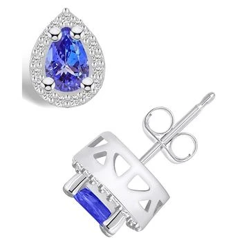 Macy's | Tanzanite (3/4 Ct. t.w.) and Diamond (1/6 Ct. t.w.) Halo Stud Earrings,商家Macy's,价格¥17023