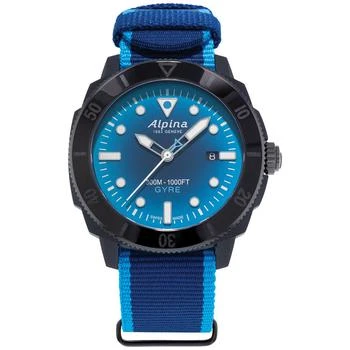 Alpina | Men's Swiss Automatic Seastrong Gyre Blue Plastic Strap Watch 44mm - Limited Edition 