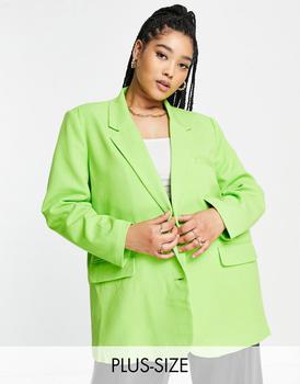 推荐Vero Moda Curve oversized blazer in green商品