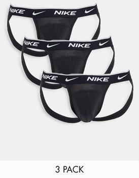 商品Nike 3 pack cotton stretch jock straps in black图片