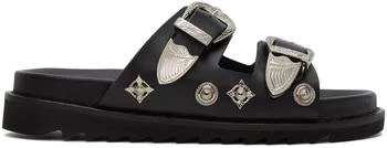 Toga Virilis | Black Embellished Sandals 