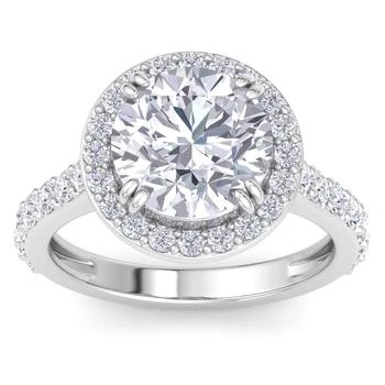 SSELECTS | 5 Carat Round Lab Grown Diamond Halo Engagement Ring In 14k White Gold (g-h, Vs2),商家Premium Outlets,价格¥37731
