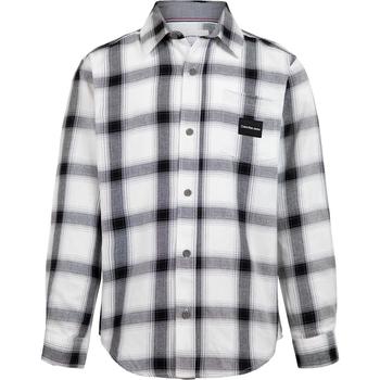 Calvin Klein | Big Boys Windowpane Fade Long Sleeve Shirt商品图片,7.4折×额外8.5折, 独家减免邮费, 额外八五折