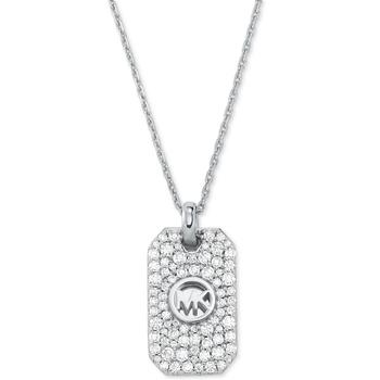 Michael Kors | Sterling Silver or 14K Gold-Plated Sterling Silver Pave Dog Tag Necklace商品图片,