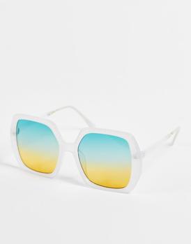 ASOS | ASOS DESIGN frame 70s sunglasses in white with ocean lens  - WHITE商品图片,5.9折