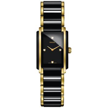 Rado | Women's Swiss Integral Diamond Accent Black Ceramic & Gold-Tone Stainless Steel Bracelet Watch 23x33mm R20845712商品图片,