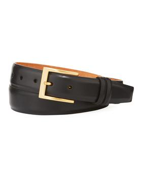 推荐Basic Leather Belt with Interchangeable Buckles, Black商品