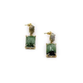 商品Labradorite And Jade Agate Earring图片