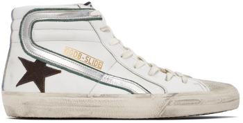 推荐White Leather & Suede Slide Classic High-Top Sneakers商品
