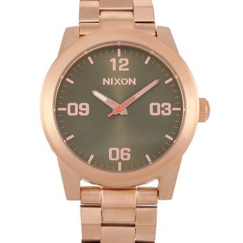 推荐Nixon G.I. SS Stainless Steel Rose Gold/Green 38mm Watch A919-2283商品