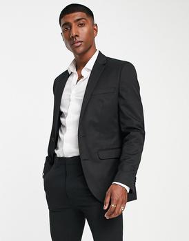 product Topman slim suit jacket in black image