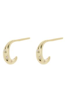商品ARGENTO VIVO STERLING SILVER | 18K Gold Moon CZ Hoop Earrings,商家Nordstrom Rack,价格¥126图片