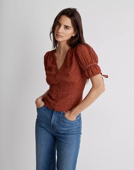 Madewell | Recycled Georgette Button-Front Top商品图片,额外7折, 额外七折