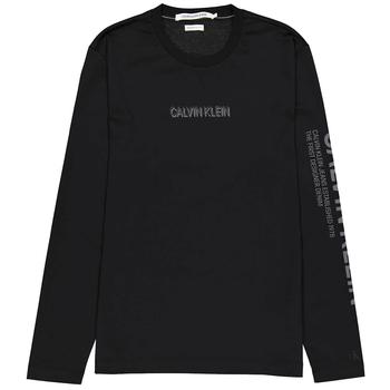 Calvin Klein | Calvin Klein Mens Black Long Sleeve 3D Logo T-shirt, Size Medium商品图片,
