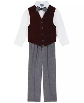 Nautica | Toddler and Little Boys Burgundy Velvet Duo Vest 4-Piece Set,商家Macy's,价格¥332