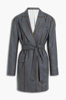 Brunello Cucinelli | Belted striped wool blazer商品图片,1.4折