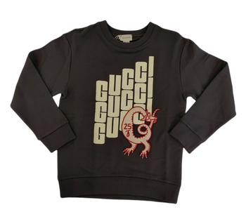 推荐Gucci Boys Black Cotton Logo Print Dragon Patch Sweatshirt 10 Women XS 547560商品