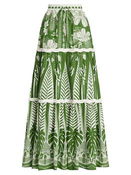 商品Farm Rio | Macaw Elegance Tiered Maxi Skirt,商家Saks Fifth Avenue,价格¥1353图片