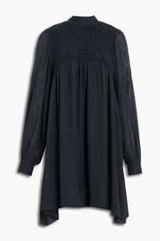 ganni dress, Ganni | Smocked georgette mini dress商品图片 4.4折