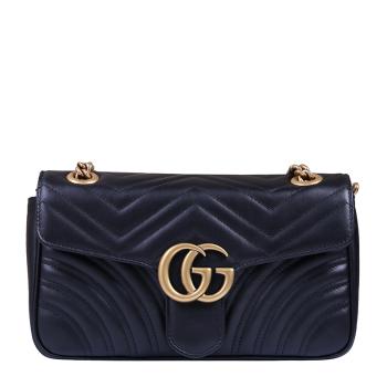 Gucci | GUCCI 古驰 GG Marmont系列 马蒙 金标logo做旧 绗缝皮革链条黑色女士单肩包 443497-DTDIT-1000商品图片,满$150享9.5折, 满折