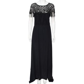 valentino价格, [二手商品] Valentino | Valentino Black Silk Embellished Lace Trim Maxi Dress L商品图片 2.2折, 满1件减$100, 满减