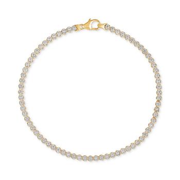 商品Textured Flat Bead Link Bracelet in 10k Two-Tone Gold图片