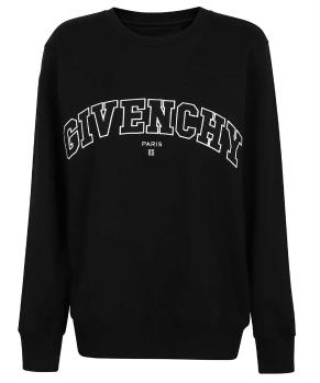 春装纪梵希卫衣, Givenchy | GIVENCHY 男士黑色棉质白色字母贴布圆领卫衣 BMJ0H63Y78-001商品图片 独家减免邮费