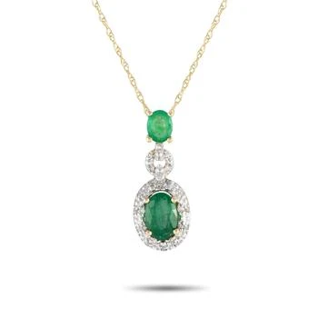 LB Exclusive | 14K Yellow Gold 0.08ct Diamond and Emerald Necklace PD4-16183YEM,商家Premium Outlets,价格¥2411