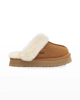 UGG | Disquette Suede & Shearling Platform Slippers,商家Neiman Marcus,价格¥852