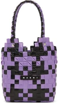 Marni | Kids Purple & Black Diamond Basket Tote 