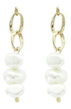 Panacea | 10mm Faux Pearl Link Drop Earrings,商家Nordstrom Rack,价格¥65