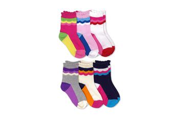商品Jefferies Socks | Scalloped Stripe Crew Socks 6-Pair Pack (Toddler/Little Kid/Big Kid),商家Zappos,价格¥124图片