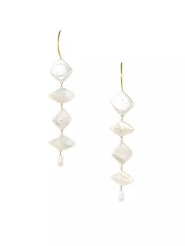 Chan Luu | 18K-Gold-Plated & Freshwater Pearl Drop Earrings,商家Saks Fifth Avenue,价格¥1013