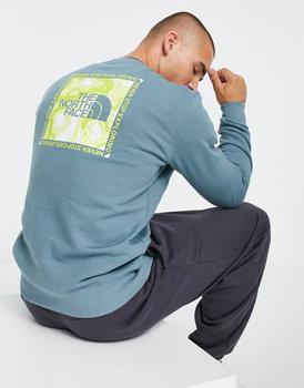 推荐The North Face Topographic back print sweatshirt in goblin blue Exclusive at ASOS商品