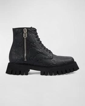 推荐Men's Novo GG Leather Lug Sole Lace-Up Boots商品