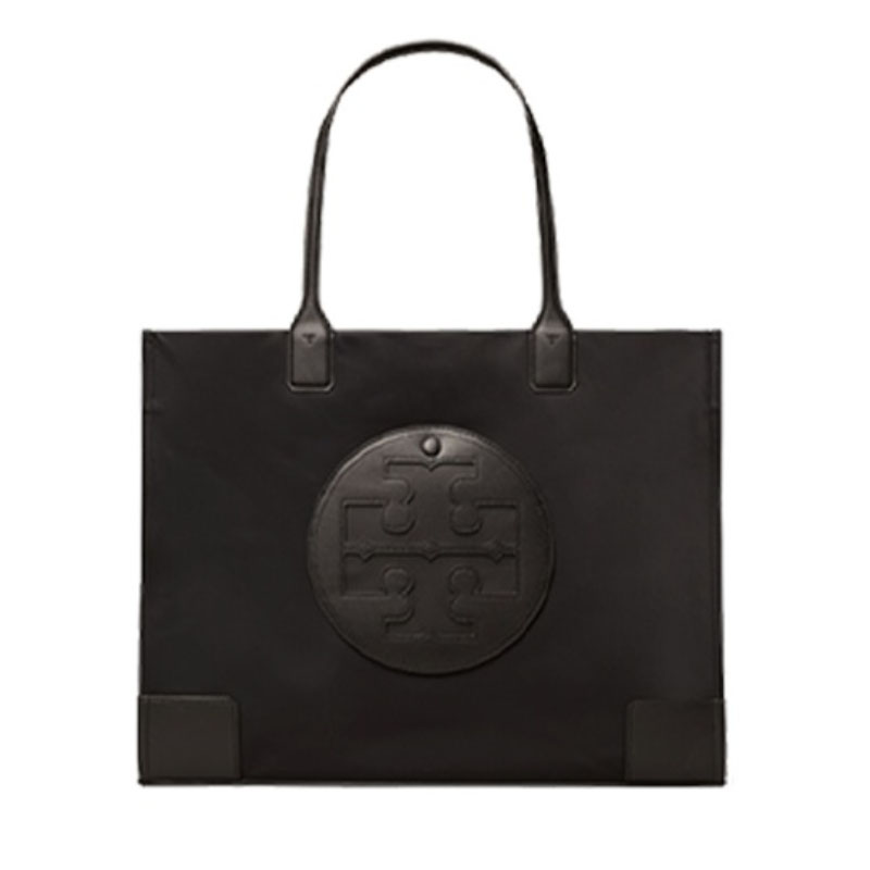 tory burch好不好, Tory Burch | TORY BURCH 汤丽柏琦奢侈品 TB女士ELLA系列黑色织物配皮大号手提单肩包托特包礼物送女友87116-001商品图片 额外8折, 包邮包税, 额外八折