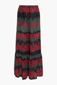 RED Valentino | Floral-print silk-georgette flared pants商品图片,3折