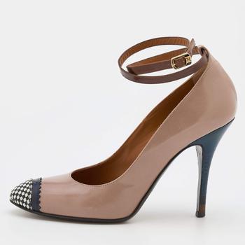 [二手商品] Fendi | Fendi Multicolor Leather Checkered Cap Toe Ankle Strap Pumps Size 37.5商品图片,5.8折