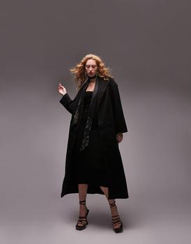 Topshop | Topshop longline chuck on coat in black商品图片,