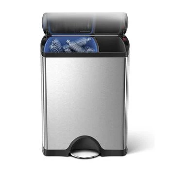 simplehuman | 46-Liter Brushed Stainless Steel Dual Recycler Step Trash Can,商家Macy's,价格¥1048