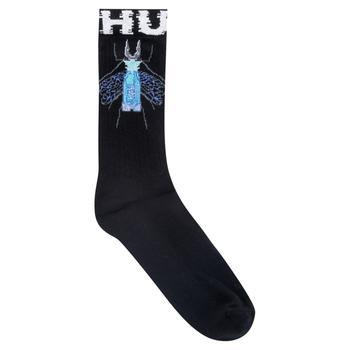 推荐HUGO BOSS - Ribbed Cotton Blend Socks With Cyber Bug Artwork商品