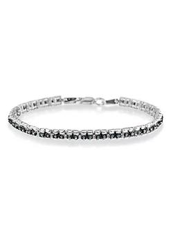 商品Women's Sterling Silver Color Treated Double-Link Diamond Tennis Bracelet图片