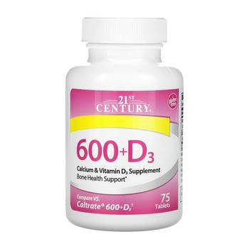 推荐21st Century Calcium and Vitamin D3 Supplement, 600 mg Plus D3, 75 Ea商品