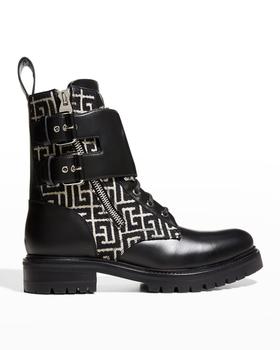 Balmain | Men's Ranger Monogram Jacquard Combat Boots商品图片,7.5折