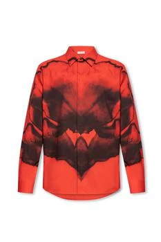 推荐Alexander McQueen Ink-Flower Printed Long-Sleeved Shirt商品