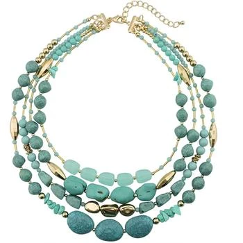Liv Oliver | 18k Gold Multi Turquoise Statement Necklace,商家Premium Outlets,价格¥2891