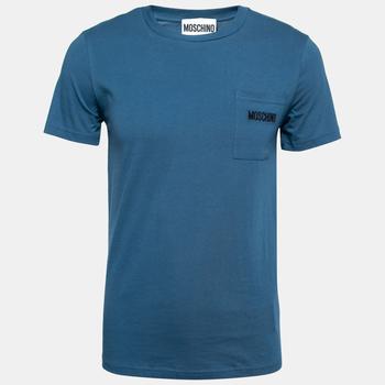 推荐Moschino Couture Blue Cotton Logo-Embroidered T-Shirt XS商品