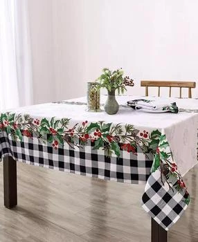 Elrene | Holly Farmhouse Charm Holiday Fabric Rectangle Tablecloth, 120"x 60",商家Macy's,价格¥157