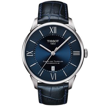 天梭男表是什么牌子, Tissot | Men's Swiss Automatic T-Classic Le Locle Powermatic 80 Blue Leather Strap Watch 42mm商品图片 