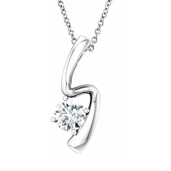 Pompeii3 | 1/2ct Solitaire Round Moissanite 10k White Gold Pendant & Chain Womens Jewelry,商家Premium Outlets,价格¥2516